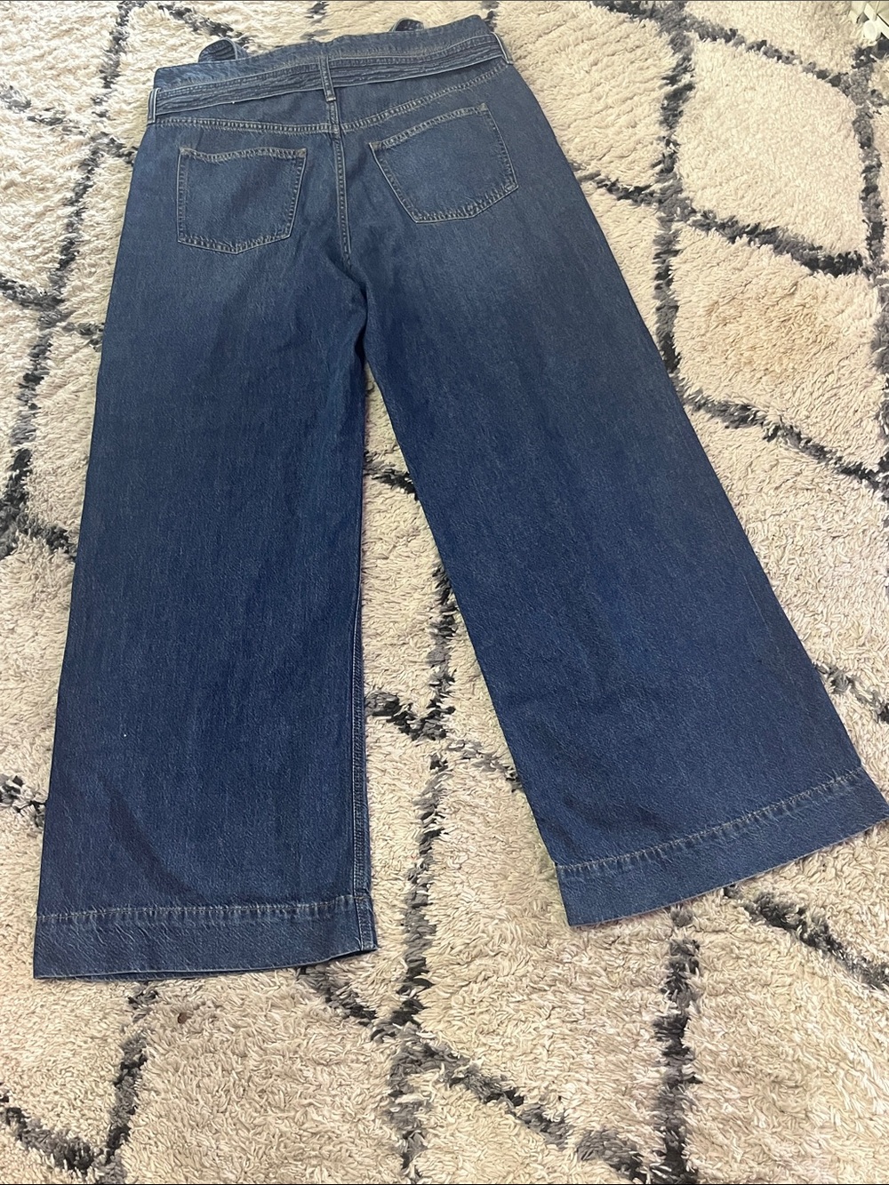 Lauren Ralph Lauren Belted Wide Leg Crop Jeans Button Fly Dark Wash Size 16 - Picture 5 of 11